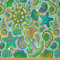 Nautischer Stoff Meterware Muschel Möbelstoff Seesterne Dekostoff Tiere Bunt Blumenmuster Drinnen Draußen Stoff Bastel Patchwork Grün Orange 460 x 150 (HxB)