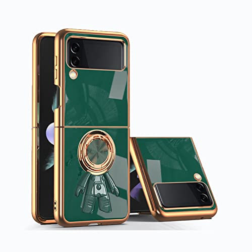 Compatibile con Cover Samsung Z FliP 4 Silicone con Anello, Custodia Samsung Galaxy Z FliP 4 Astronauta Modello TPU Case (verde notte scuro)