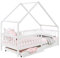 IDIMEX Hausbett ALVA aus Kiefer Massivholz, weiß - Kinderbett mit Dach, Tipibett mit Schubladen, Kinderzimmer Bett, Bodennahes Bett Montessori, ideal für Dachschrägen