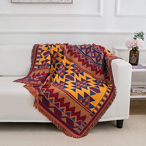 BCOTTOND Azteken-Decke, Indianer-Überwurf, Bohemian-Decke, Soutwestern Tribal, gemütlich, Couch, Sofa, Bett, Reisen, Strand, 127 x 177,8 cm