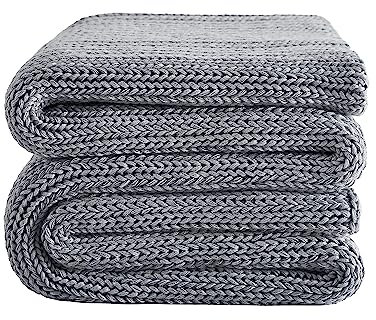 L'AGRATY Knitted Weighted Blanket - 50x60 10lbs Cooling Chunky Knit Heavy Blanket for Adults Braided Crochet Throw Thick Cable Yarn Knit Decorative No Beads Evenly Weighted Machine Washable