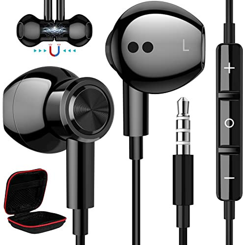 Auriculares con Cable para Xiaomi Poco X6 X5 C75 Redmi Note 14 13 12 Pro 5G,Magnéticos Estéreo Cancelación Ruido 3,5mm Jack Auriculares con Microfono para Samsung Galaxy A25 A15 iPad iPhone 6 OPPO MP4