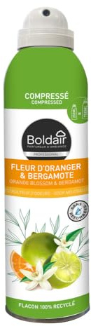 BOLDAIR - Destructeur d'odeur et parfumants d'intérieur - Format compressé - parfum fleur d'oranger et bergamote - sans retombées - Flacon 100% recyclé - écologique - 250ML - Fabrication française