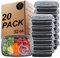 KINGHON 1 Fach Meal Prep Container,Lebensmittel Lagerung mit Luftdichten Deckel,BPA Frei Wiederverwendbare Bento Lunch Boxen, Gefrierschrank,Mikrowelle und Geschirrspüler Sicher - 20er Pack,32 oz