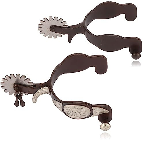 CUTULAMO Westernsporen, 1 Paar Western Cowboy Sporen Vintage-Pferdesporen, Kohlenstoffarmen Stahl Exquisite Reitausrüstung Bronze Floral Schnitzereien für Herren Stiefel Zubehör für Reitstiefel