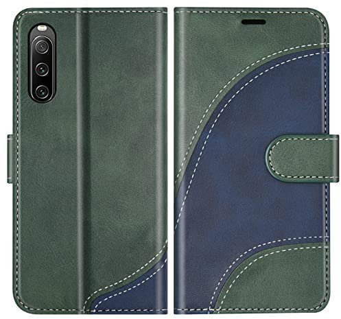 BoxTii Coque pour Sony Xperia 10 IV, Portefeuille Etui en Cuir PU, Magnétique Protection Housse Coque pour Sony Xperia 10 IV, Vert