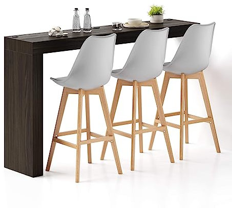 Mobili Fiver, Péninsule Evolution 180x40, Noyer Américain à Chargeur sans Fil, Table Haute de Cuisine pour 3 Personnes, Made in Italy