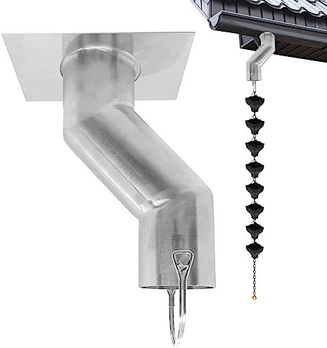 Jikiaci Dachrinnen-Adapter-Set, 1 Stück Edelstahl-Regenkette zum Aufhängen, hochwertige Regenketten-Montagevorrichtung, abnehmbares Regenketten-Zubehör, Abflussrohrversatz für die Haustür