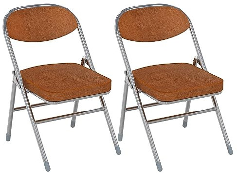 PIPIPOXER 2er Set Esszimmerstühle, Klappstuhl mit Rückenlehne, Sitzfläche aus Kord, Sitzbreite 40cm, 5cm Dicke Polsterung, Klappstühle Wohnzimmerstuhl Küchenstuhl, bis 175 kg belastbar, Metallbeine