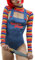 Damen Zweiteilige Halloween Kostüme Scary Nightmare Killer Doll Wanna Play Movie Character Bodysuit Chucky Doll Costume Set (A-Blue, M)