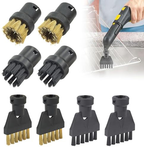 8 pezzi pulitore a vapore accessori per Kärcher SC1 SC2 SC3 SC4 SC5, pulitore a vapore a mano, potente spazzola rotonda grande, bocchino per bocchini, ugelli per cucina, pavimento auto e finestre