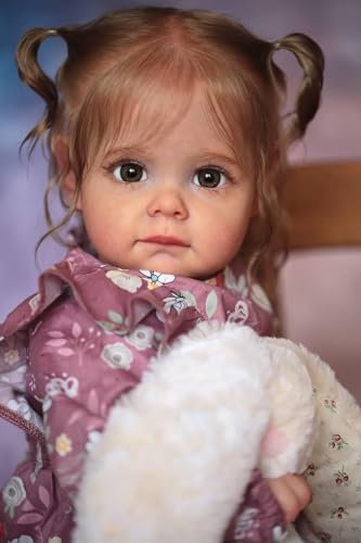 Anano Reborn Realistisches Baby, Mädchen, 60 cm, große Babypuppe, Reborn, realistisch, Mädchen, aus Silikon mit langem Haar, Babyreborn, blaue Augen