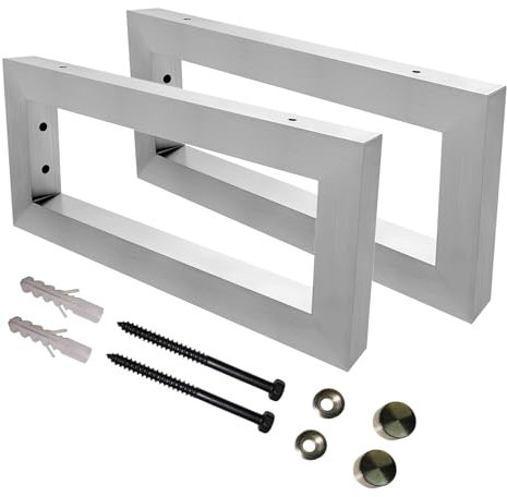 CAVATINY 2X Wand-Konsole RECHTECK | Waschtisch-Halterung stabil | Einfache Wand-Montage | Regal-Halter aus 304 Edelstahl | Konsolen-Träger für Waschbecken & Wand-Regal (Breite 350mm)