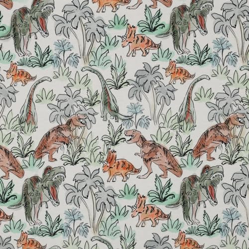 1m French Terry Sweatstoff - keine Meterware- Designs Sommersweat zum Nähen (Dinos F007)