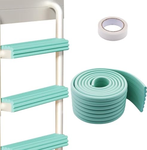 MXCELL Bunk Bed Ladder Pads 6.56 ft, Soft Edge Corner Protectors Bunk Bed Ladder Cover Come with Adhesive Double-Sided Tape for Stair Steps Foot Comfort, Light Green