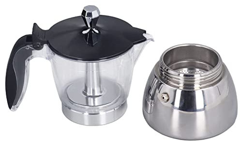 SUNGOOYUE para Estufa, Tapa Transparente de Acero Inoxidable, 6 Tazas, Moka, Olla para Hacer café, Hogar, Oficina, Viaje