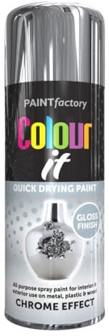 AlezyB - 2 x Chrome Effect 400ml All Purpose Spray Paint | Use on Metal, Wood, Plastic and Multipurpose Aerosol Professional Quality Perfect Finish, for Interior Exterior and Excellent Coverage