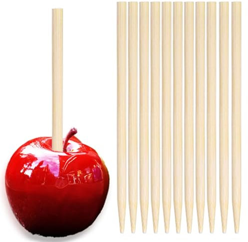 Nexboraque 1000 Pack 5.5 Inch Candy Apple Sticks, 6 mm Thick Semi Point Bamboo Skewers Natural Wooden Corn Dog Sticks for Caramel, BBQ, Lollipop, Corn Cob