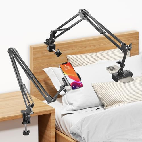 SAMHOUSING Porta Cellulare, Supporto Cellulare Letto - Alluminio Supporto Regolabile per iPhone, Telefono, Samsung, Huawei, Switch, Google Pixel e Smartphone da 4 a 7 pollici