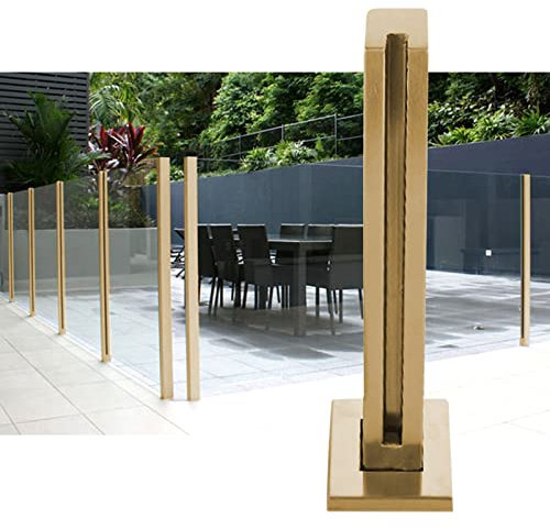 DLAZUM Zapfenpfosten aus Glas für Außenterrassen, Gold, Edelstahl-Glasbaluster-Verbindungsstück für Gartenzäune, Balkonschutz, Plattformkorridore und Dachbodentreppen (Endpfosten: 105 cm)