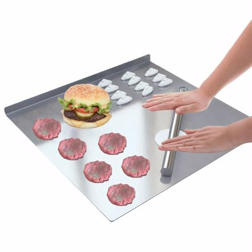 Accmuzzy Tagliere in Acciaio Inox e Titanio, 40 x 30 cm, con Bordo di Bloccaggio, Spianatoia in Acciaio Inox Ideale per Cuocere, Impastare, Tagliare e Come Piano di Lavoro Cucina