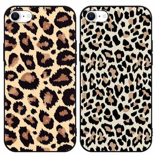 Yoedge 2 Stück HandyHülle für iPhone 8/7 / SE 2020 / SE 2022 Hülle 4,7, Schutzhülle für iPhone SE Case 3D Buntes Leopard Muster Design Aesthetic Mädchen Junge Geschenk Weich Silikon Stoßfest Cover