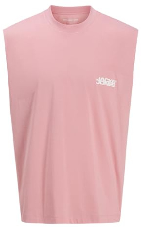 JACK & JONES Sleeveless Tee T-Shirt sans Manches Jcosago Graphic Back, Pink Icing, L Hommes