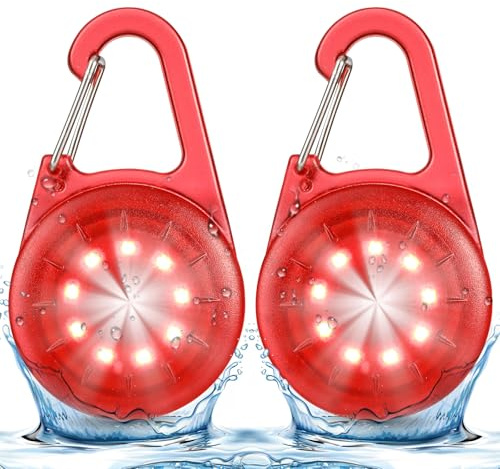 LED Blinklicht Sicherheitslicht IP68 Wasserdicht USB Aufladbar Sicherheit Licht für Kinder Schulranzen Nachtläufer Bergsteiger Hunde Leuchtanhänger Clip Dauerlicht und Blinklicht 2er (Rot)