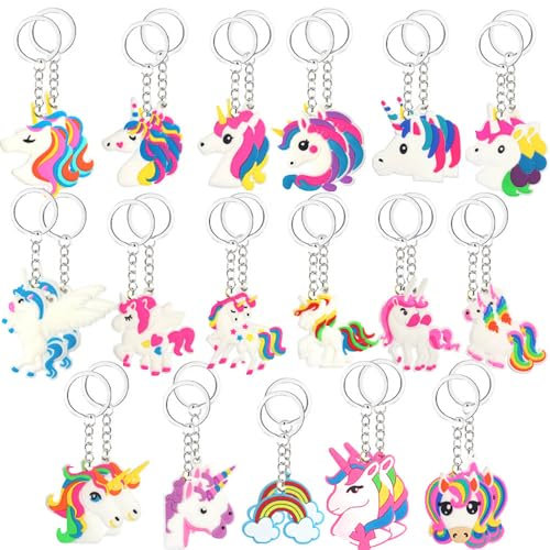 34 Pièces Porte Clés Licorne-Cheval Porte-Clés Cheval De Fête Cheval Décoration Keychain Cheval en Silicones Pendentif Cheval Porte Clef pour Sac À Dos