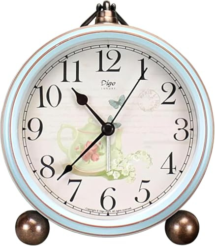 Retro Analog Clocks,5.2in Silent Desk Clock Non-Ticking & Battery Operated with Quartz Movement,Clock Decor for Bedroom Living Room (Teapot)