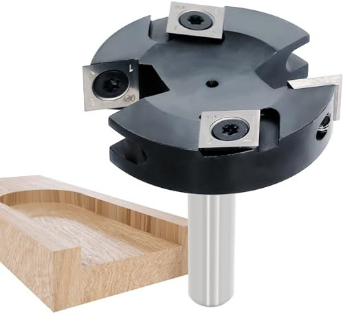Akylin CNC Spoilboard Surfacing Router Bits, 1/2 Inch Shank Slab Flattening Router Bit, 2+2 Insert Carbide Router Planer Bit 2-1/2 Cut Dia.for Woodworking