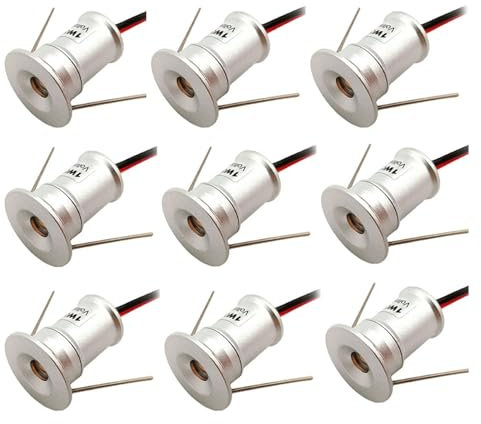 LGJEGD LED-Mini-Downlight-Einbaustrahler, 12 V DC, dimmbar, for Schrank-Akzentbeleuchtung, 9 Stück (Cool White 6000K,30 Degrees)