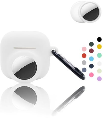 Custodia 2 in 1, compatibile con AirPods 4 e AirTag, custodia protettiva in morbido silicone con portachiavi, per donne e uomini, compatibile con AirPods 4 con cancellazione attiva del rumore