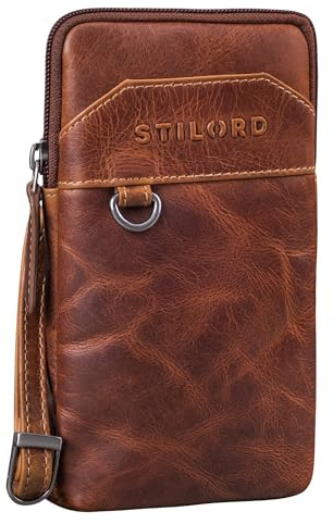 STILORD 'Tyrell' Brusttasche Herren Leder Schultertasche mit Gürtelschlaufe Handytasche zum Umhängen Brustbeutel Crossbody Bag Vintage Gürteltasche, Farbe:salerno - braun