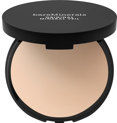 bareMinerals ORIGINAL Mineral Veil Kompakt-Fixierpuder, talkfrei | Federleichter Weichzeichner-Puder fixiert Make-up & verfeinert Poren langfristig. Inklusive Quaste für soft-mattes Finish