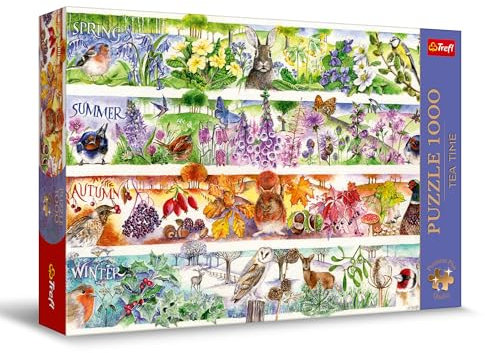 Trefl Premium Plus Quality - Puzzle Tea Time: Vier Jahreszeiten - 1000 Teile, Nostalgische Bilderserie, für Erwachsene und Kinder ab 14 Jahren