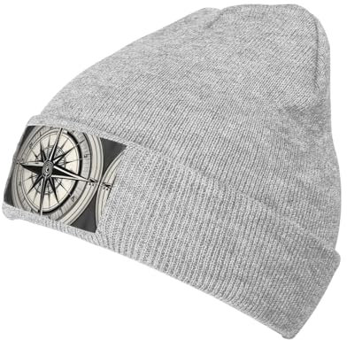 Law of the Compass Navigation 1 Print Unisex Knit Beanie Hat Soft Warm Winter Hüte für Damen und Herren für alle Anlässe, Grau, Einheitsgr��e