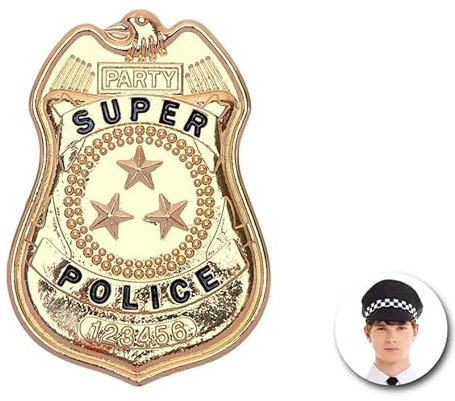 Partilandia | Placa de Policía Súper Police de metal dorada (Talla Única)