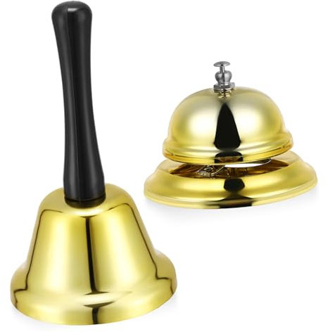 BESPORTBLE 1set Serving Bell Reminder Small Bell Dinner Bell Hand Held Bell Large Restaurant Decoration Bar Mats Bell for Classroom Call School Bell Dinner Desk Bell Bar Table Pub Door 2pcs
