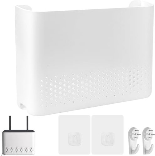 KXVXXV Router Armario Router Ocultar WiFi Router Box WiFi Router Caja de Almacenamiento TV Cable Esconder Pared Estante 30 x 22 x 6,5 cm Blanco para WiFi Rack Decoración Pared Caja de Almacenamiento