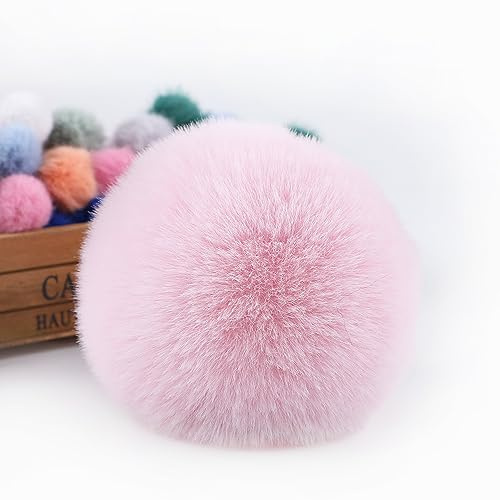 YKAFADE 10 Stück 10cm Kunstfell Pompon Bommel für Mützen und Beanies Fellpompon mit Elastischem Gummiband Pompons zum Basteln für DIY Hüte, Taschen, Schals, Schuhe, Schlüsselanhänger -Rosa#