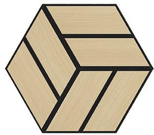SONIDO SINGLE HEXAGON Akustikpaneele | Set 6 Stück je 300x260x18mm - 0,468 m² - | Echtholz-Furnier (Eiche) & Akustik-Filz (Schwarz) | Wandverkleidung, Geräuschunterdrückung, Schalldämmung