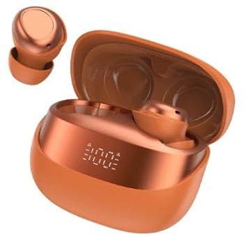 DUSONLAP Cuffie Bluetooth, Mini Auricolari Bluetooth con Stereo HiFi Immersivo, Modalità di Sospensione, IPX7 Impermeabile, Arancia