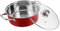 Vaguelly ollas calientes olla de ramen de cocina sopa de acero inoxidable olla grande de acero inoxidable guiso ollas con tapas sopa pequeña bote Acero inoxidable de grado alimenticio rojo