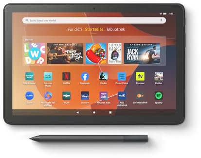 Fire HD 10-Tablet 2023, brillantes 10,1-Zoll-Full-HD-Display, Octa-Core-Prozessor, 3 GB RAM, bis zu 13h Akkulaufzeit, 64 GB, schwarz, mit Werbung und Made for Amazon Eingabestift
