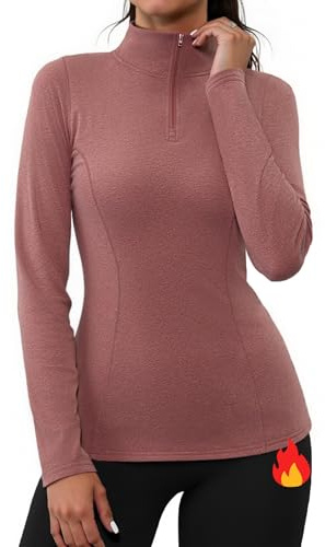 Gyabnw Thermo Shirt Damen Langarm Funktionsshirt Winter Laufshirt Sportshirt Warm Oberteile Thermounterwäsche