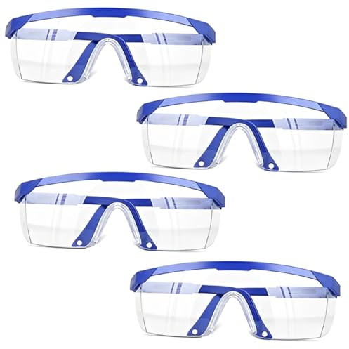 KYLOS Safety 4 Piezas - Gafas De Seguridad Para Niños, Cómodas De Llevar Gracias A Su Construcción Ligera Y Correas Ajustables, Resistente A Los Arañazos, Tamaño Universal, Para Niños