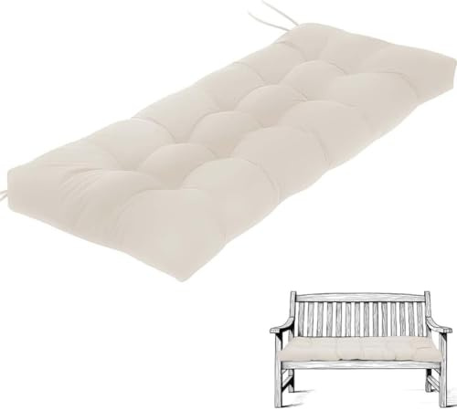 AQIGR Bankauflage Sitzkissen Gartenkissen Bankkissen 90x50/100x50/110x50/120x50cm, Dicke Von 8-10cm,Sitzauflagen Loungekissen Sitzpolster Auflage Für Bänke/Gartenbank(Beige,120x50cm/47x20in)