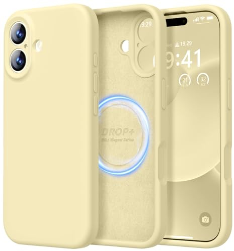 LOVE 3000 Designed for iPhone 17 Case, Premium Silicone [Compatible with Magsafe][Soft Anti-Scratch Microfiber Lining] Shockproof Protective Phone Case for Lanyard 6.3, Creamy Yellow