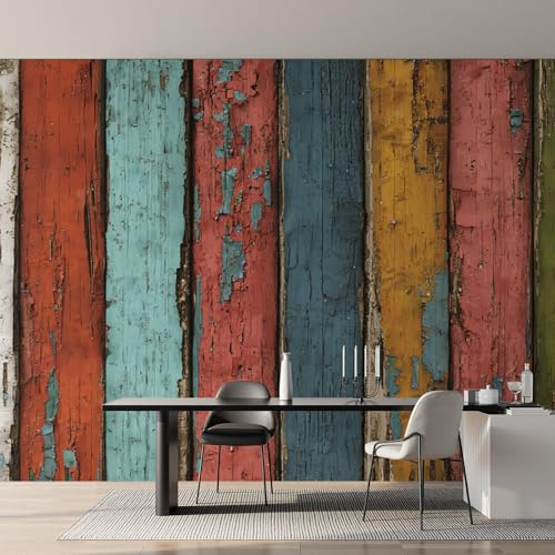 Wood Effect Wallpaper for Living Room, Rustic Wood Plank Wall Mural, Non-Woven Photo Wallpaper for Bedroom, Home Decor Wall Paper 150 x 105 cm (W x H) Y&W11